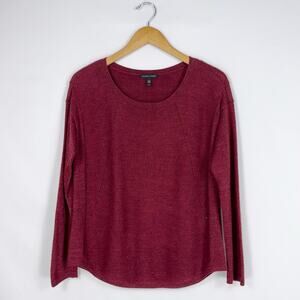 Eileen Fisher Women's 100% Alpaca Lightweight Sweater Small Burgundy Wine